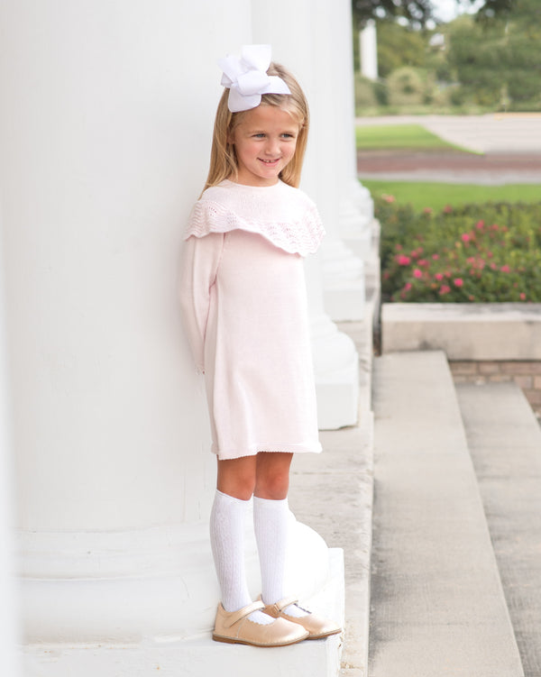 Yoke Ruffle Dress- Pink