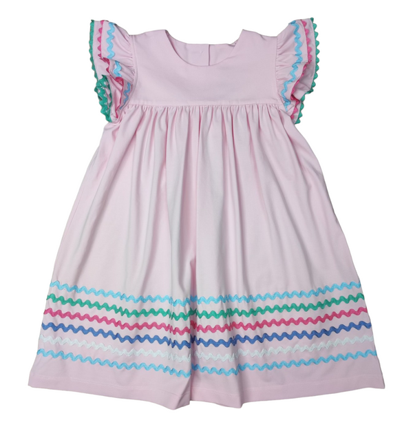 Ric Rac Ruffle Dress- Pink