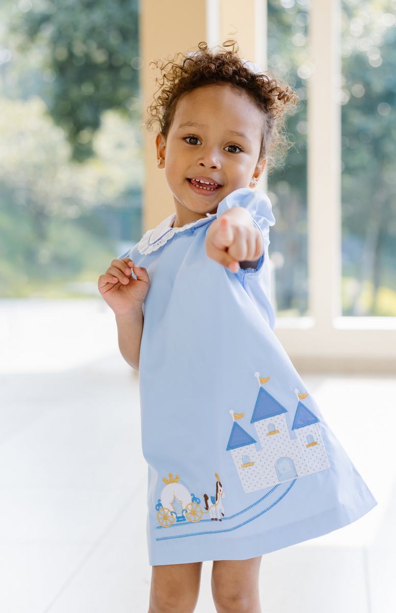 Princess Castle Dress- Light Blue – Smock Candy