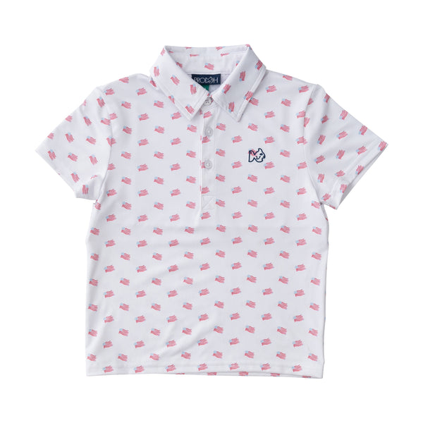 Pro Performance Polo- Americana Flag Print