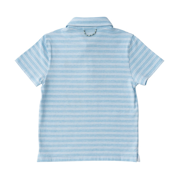 Too Cool for School Heathered Polo- Clear Sky Stripe