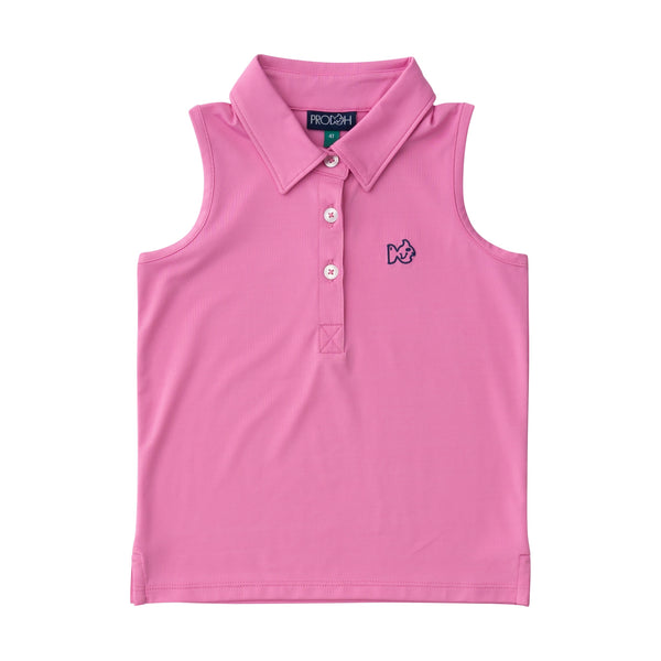 Sleeveless Pro Performance Polo- Fuchsia Pink