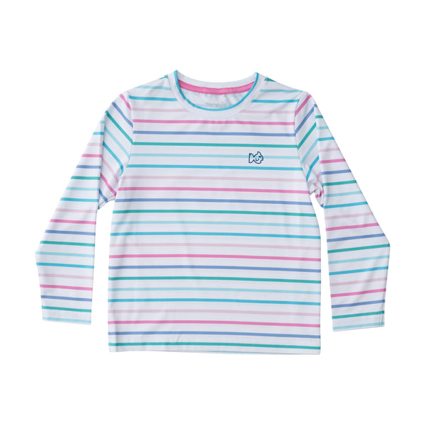 Pro Performance Fishing T-shirt- Fuchsia Pink Multi Color Stripe