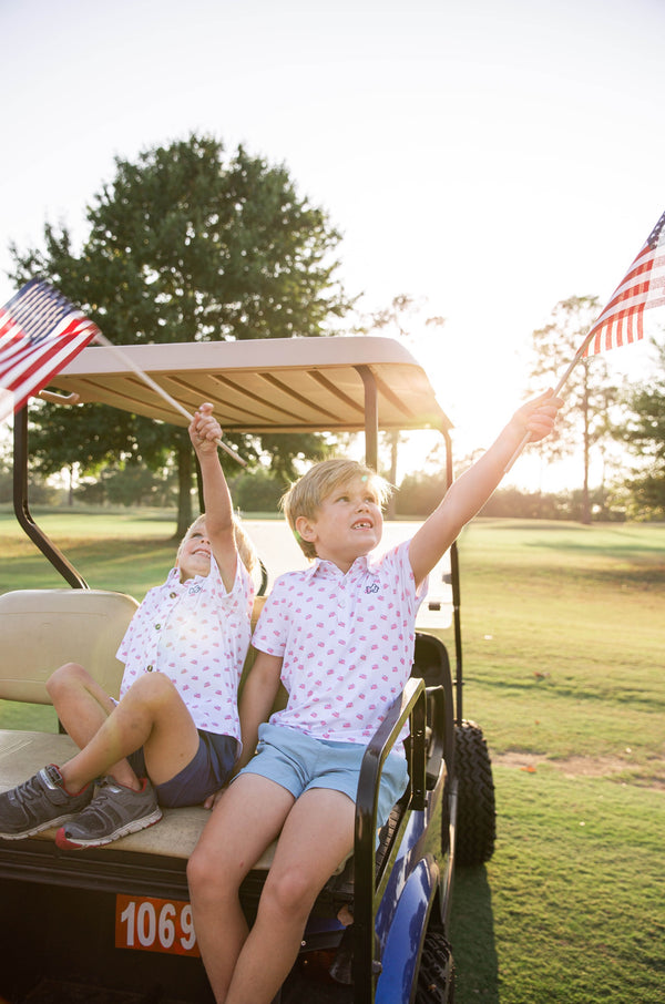 Pro Performance Polo- Americana Flag Print