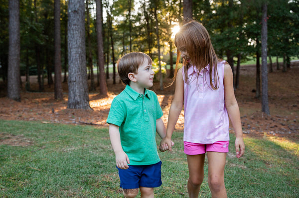 Too Cool for School Heathered Polo- Green Spruce