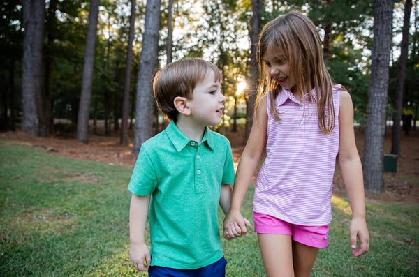 Too Cool for School Heathered Polo- Green Spruce