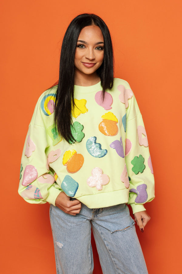 Neon Green Lucky Charm Icon Sweatshirt- (Women's)