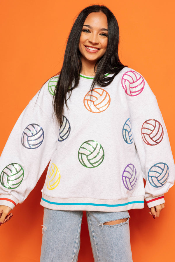 Grey Multi Volleyball Sweatshirt- (Women's)