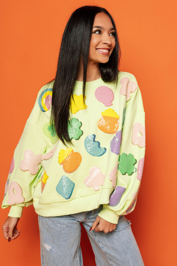 Neon Green Lucky Charm Icon Sweatshirt- (Women's)