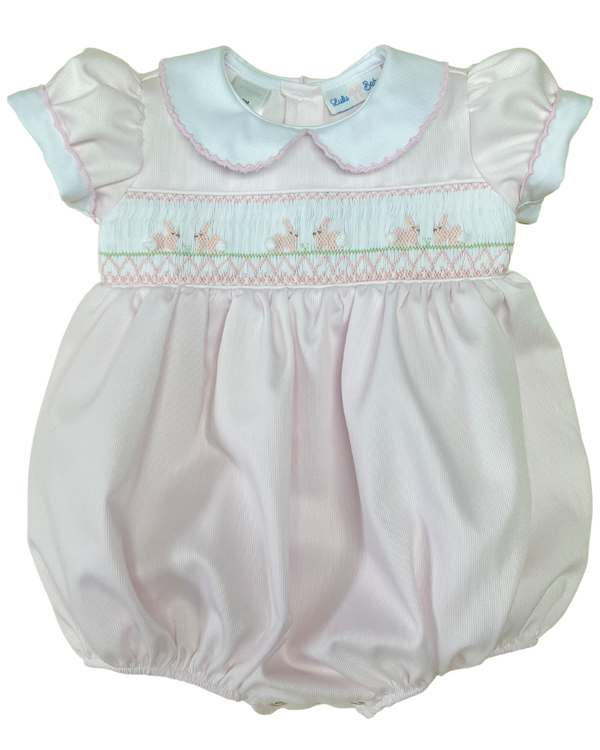 Bunny Smocked Bubble- Pink