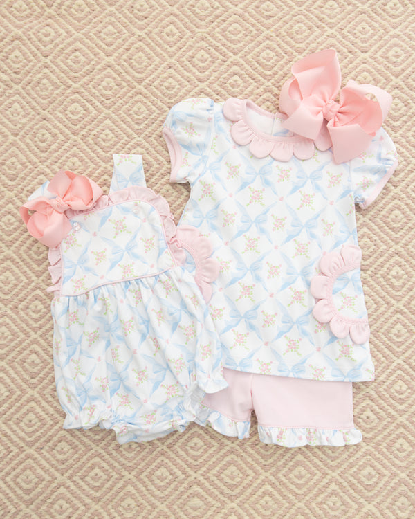 Blue Bows Pima Short Set