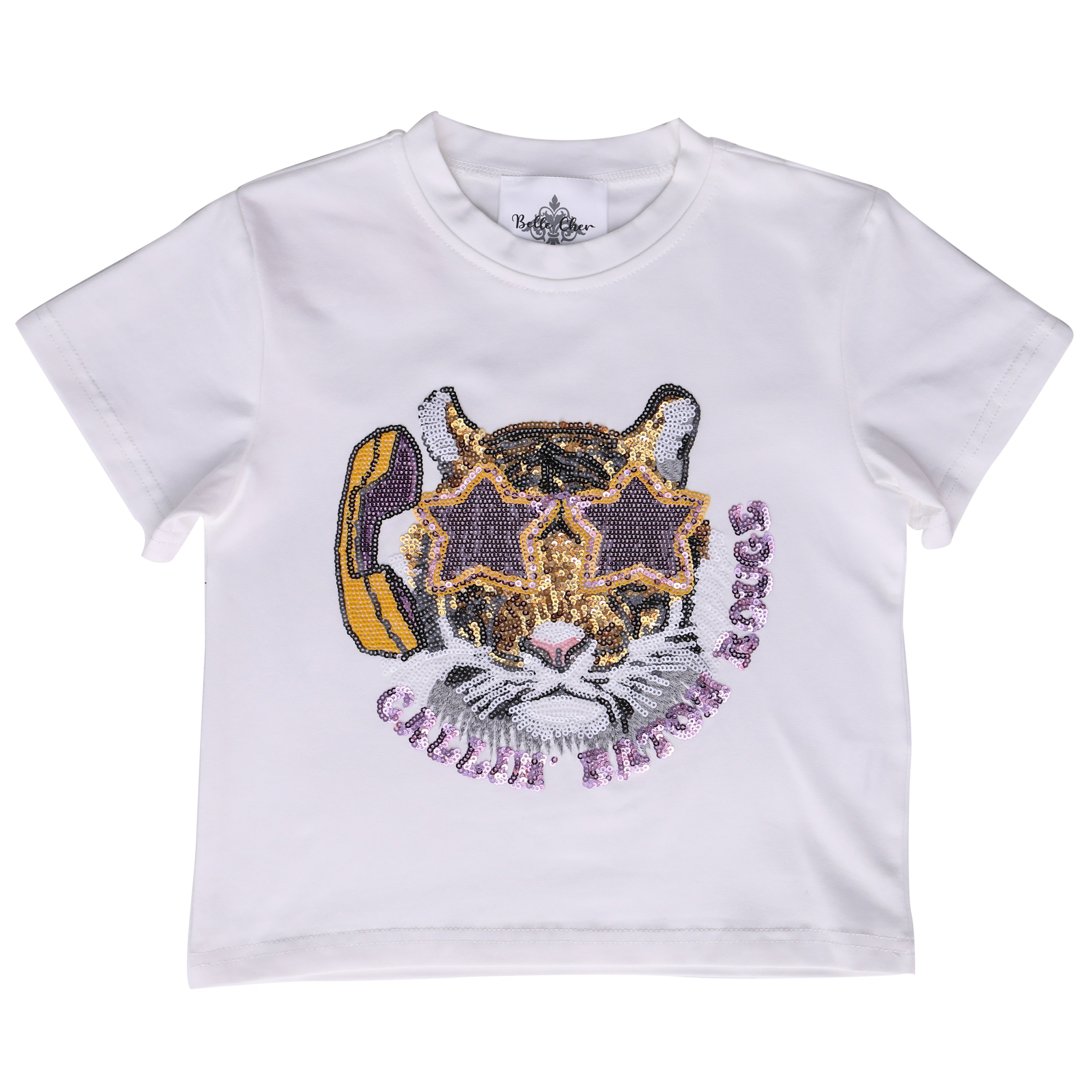 Sequin Tiger Tee by Queen of Sparkles