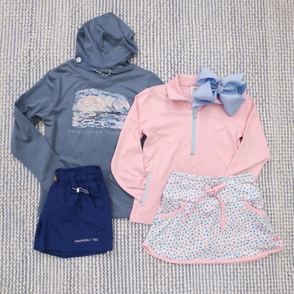 Heather Half Zip- Cotton Candy Pink & Blue