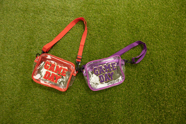 Game Day Clear Transparent Crossbody Bag : Purple