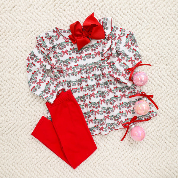 Bows & Baubles Christmas Flutter Pants Set