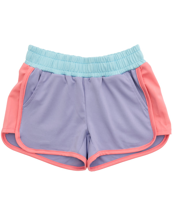 Purple Color Block Shorts