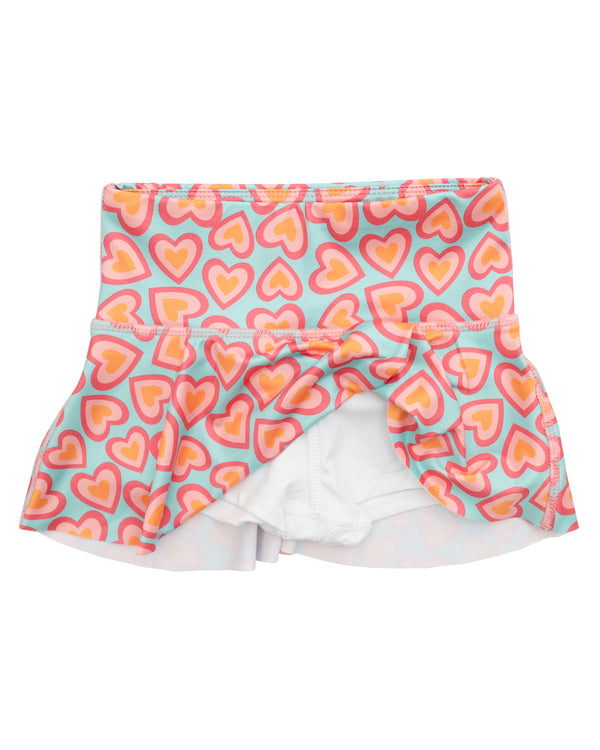 Skirt- Turquoise/Pink Hearts