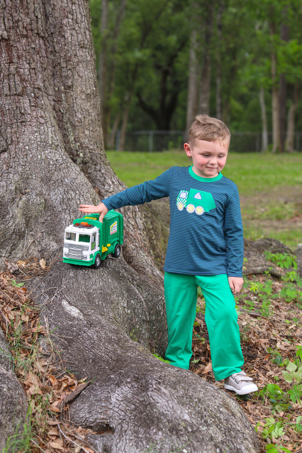 Garbage Truck Applique Pants Set