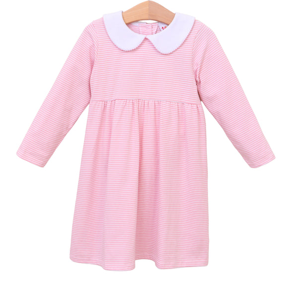 Charlotte LS Dress- Light Pink Stripe