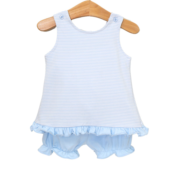 Swing Back Bloomer Set- Light Blue Stripe