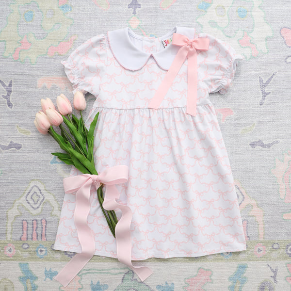 Pink Trellis Bows Charlotte Dress