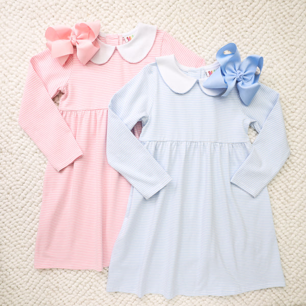 Charlotte LS Dress- Light Blue Stripe