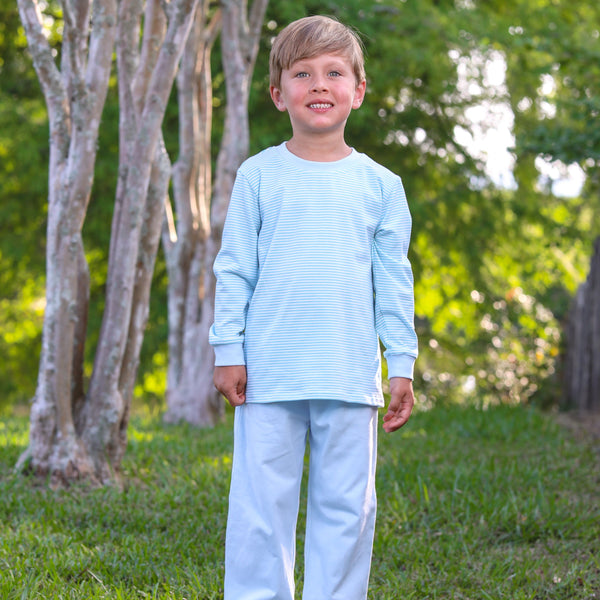 Thomas Pants Set- Mint Stripe & Light Blue