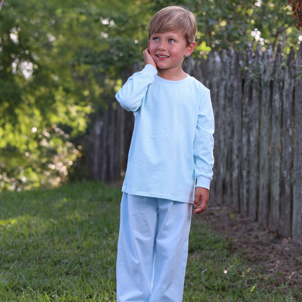 Thomas Pants Set- Mint Stripe & Light Blue