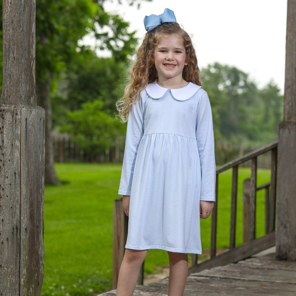 Charlotte LS Dress- Light Blue Stripe