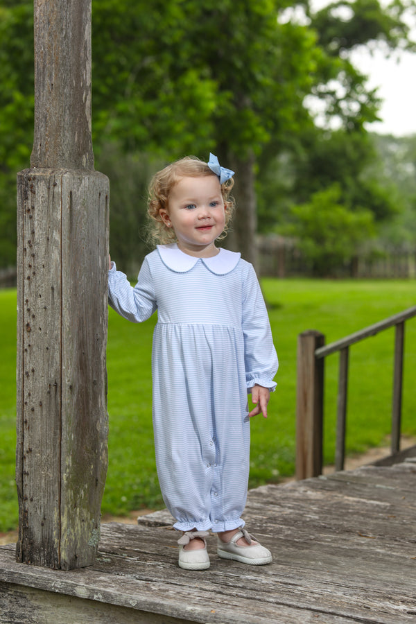 Charlotte Romper- Light Blue Stripe