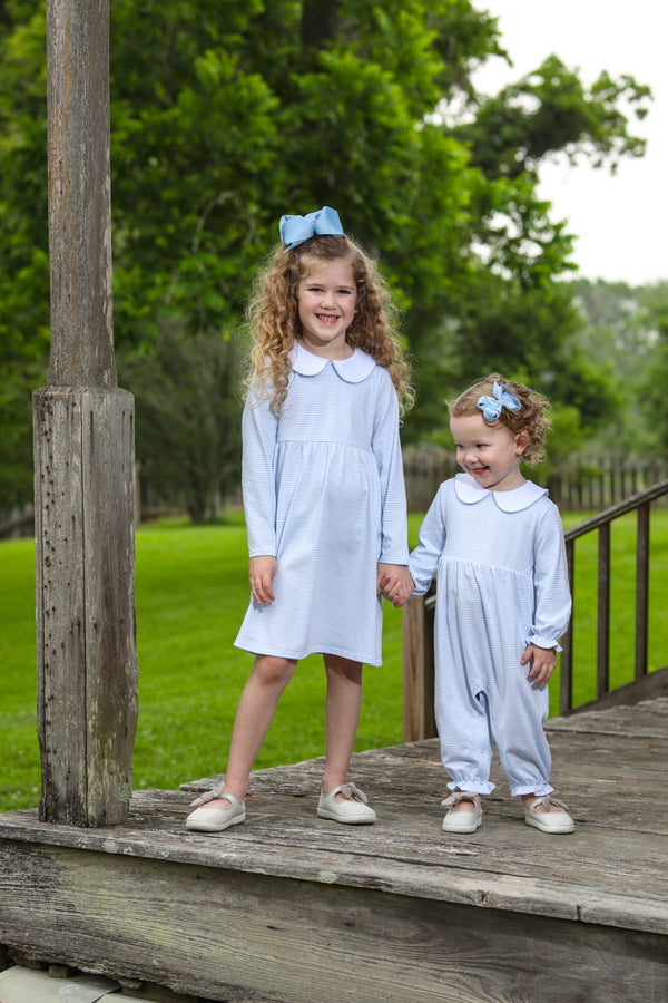 Charlotte LS Dress- Light Blue Stripe