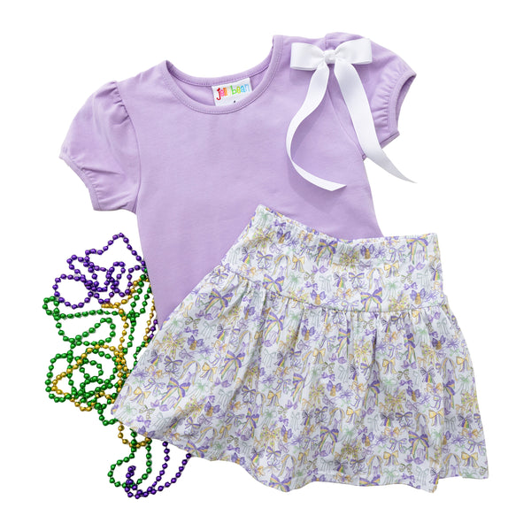 Mardi Gras Bow Skort Set