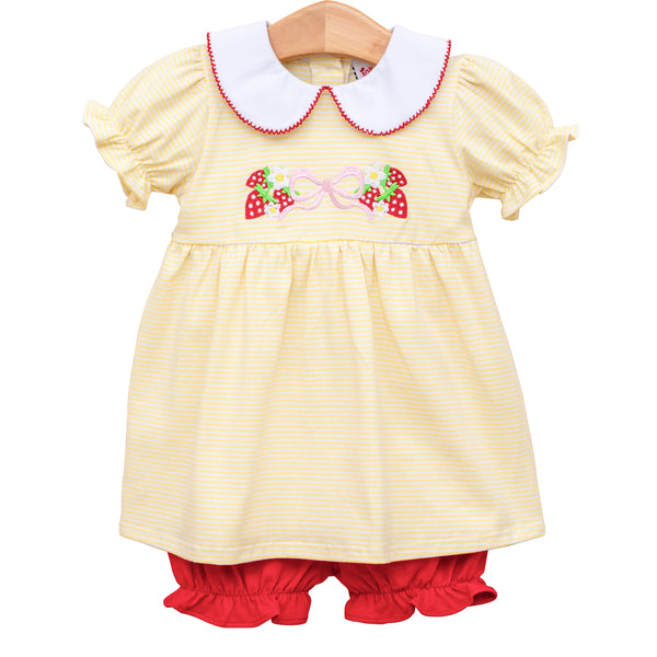 Strawberry And Bow Charlotte Bloomer Set