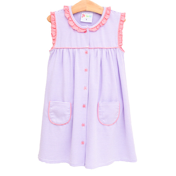 Harper Dress- Purple Stripe and Pink