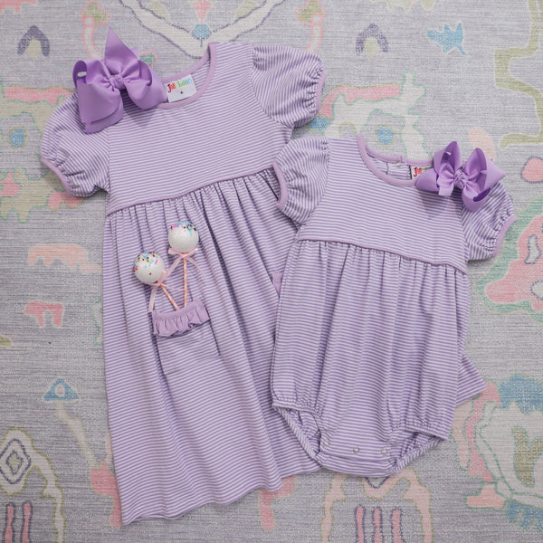 Kate Dress- Lavender Stripe