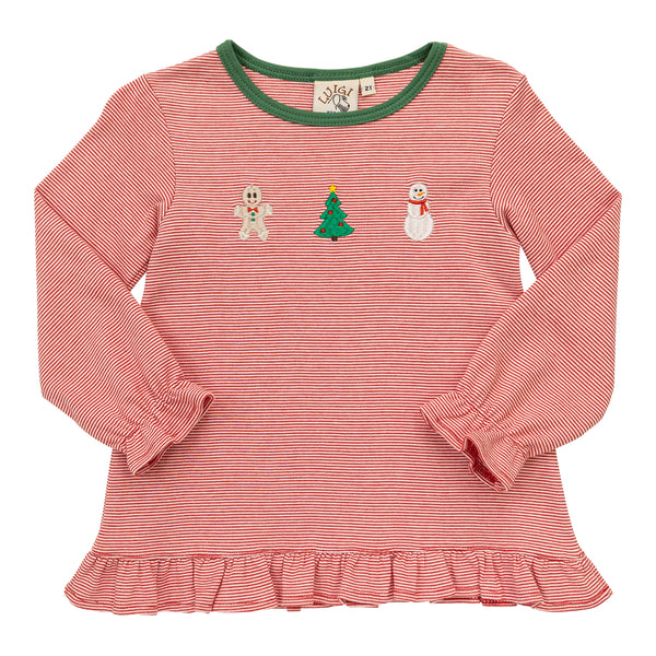 Frosty's Merry Trio Ruffle Top