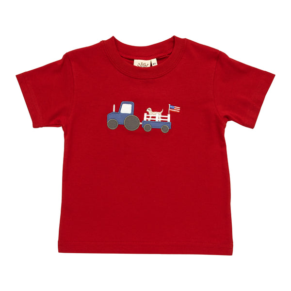 Tractor Wagon w/ Dog & Flag Shirt