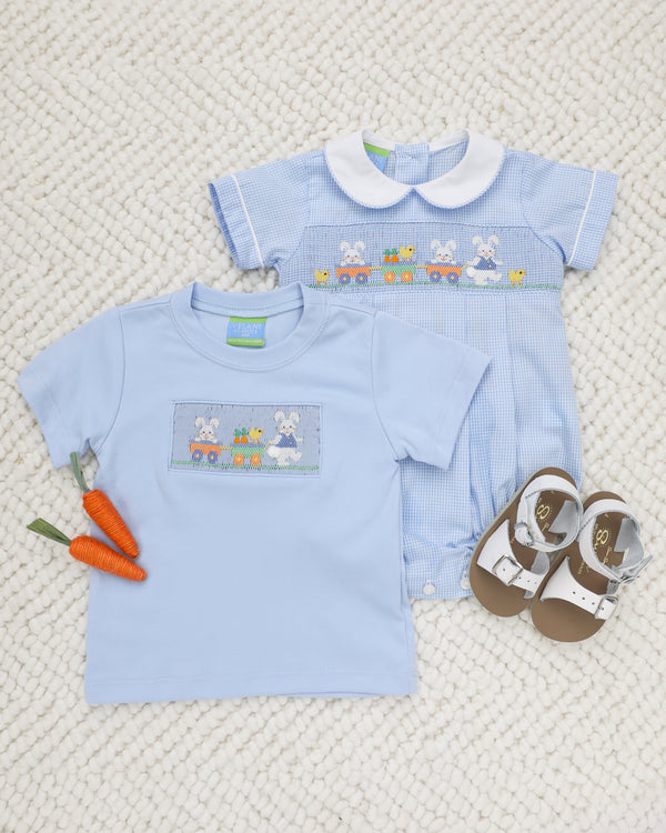 Bunnies Wagon Knit T-Shirt- Lt. Blue