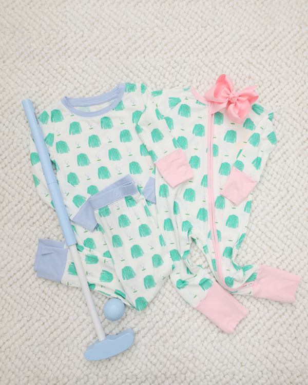 Golf 2 Piece Pajama Set- Light Blue