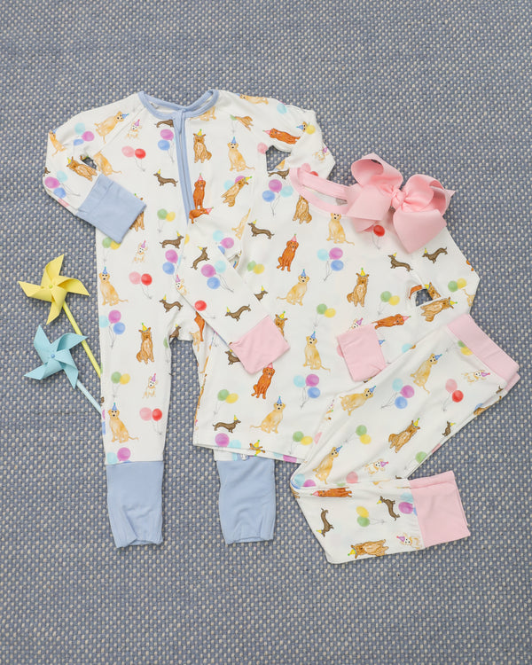 Dog Party 2 Piece Pajama- Pink