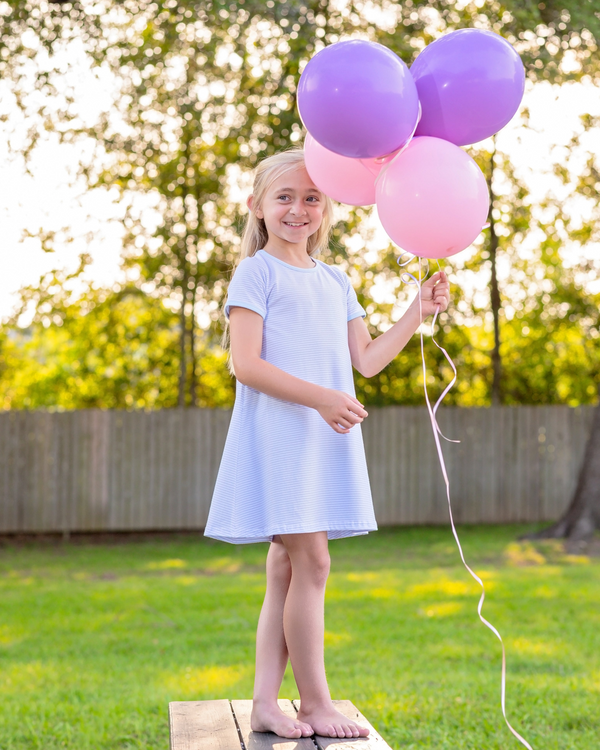 Sarah Dress- Light Blue Stripe