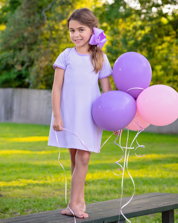 Sarah Dress Lavender Stripe