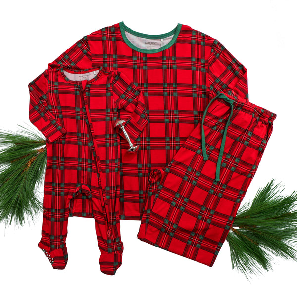 Vintage Holiday Plaid Adult- Loungewear Set W/ Pockets