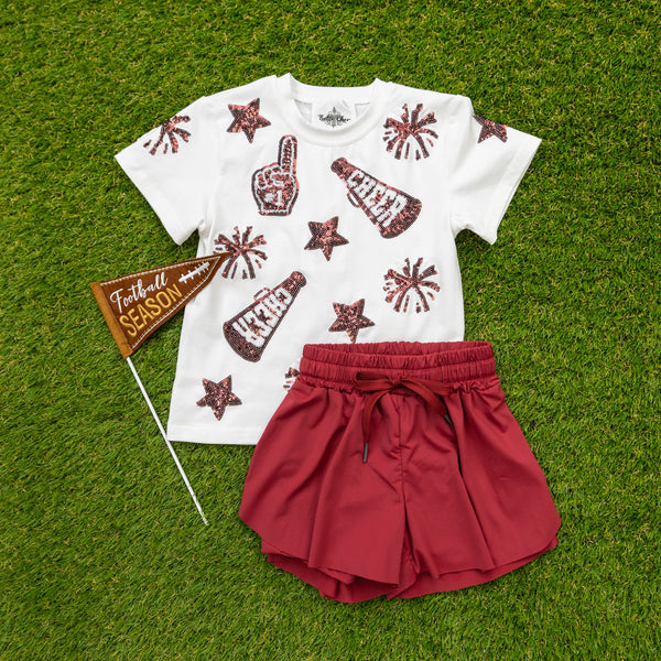 Maroon And White Cheer Shirt