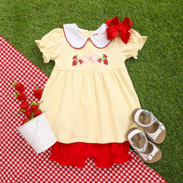 Strawberry And Bow Charlotte Bloomer Set