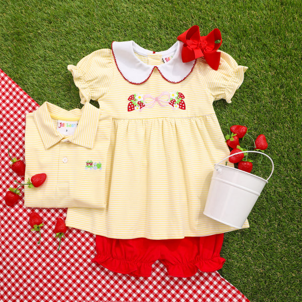 Strawberry Tractor Embroidery SS Polo