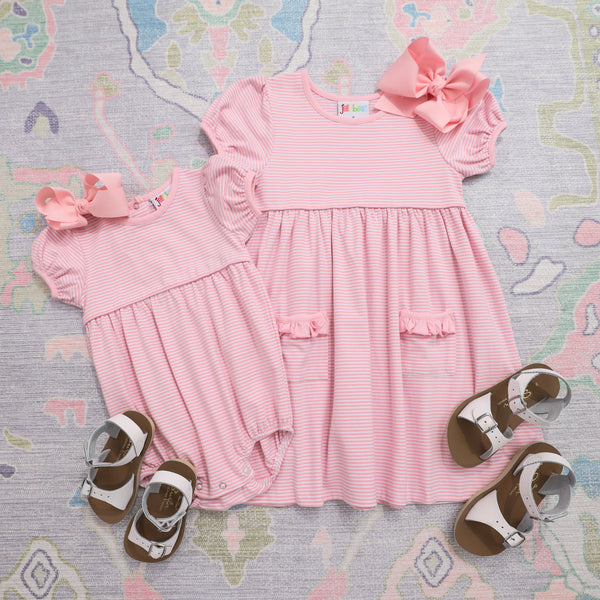 Kate Dress- Light Pink Stripe