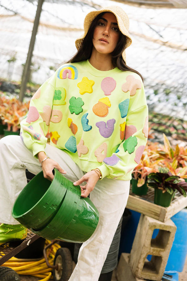 Neon Green Lucky Charm Icon Sweatshirt- (Women's)