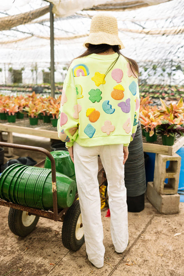 Neon Green Lucky Charm Icon Sweatshirt- (Women's)