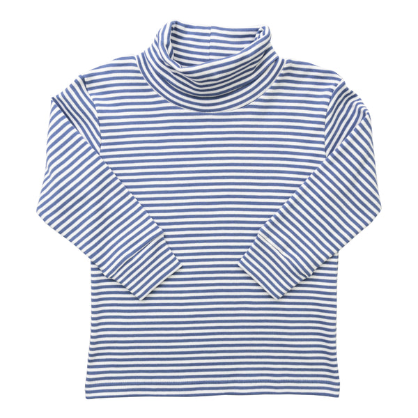 Thin Stripe Turtleneck -Steel Blue